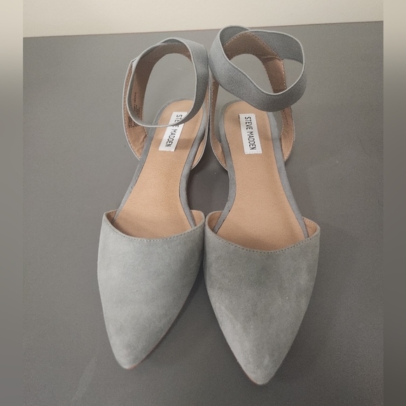 Steve Madden Uptown Elastic Ankle Grey Suede Flats Sz 9. Excellent Condition - Picture 3 of 9